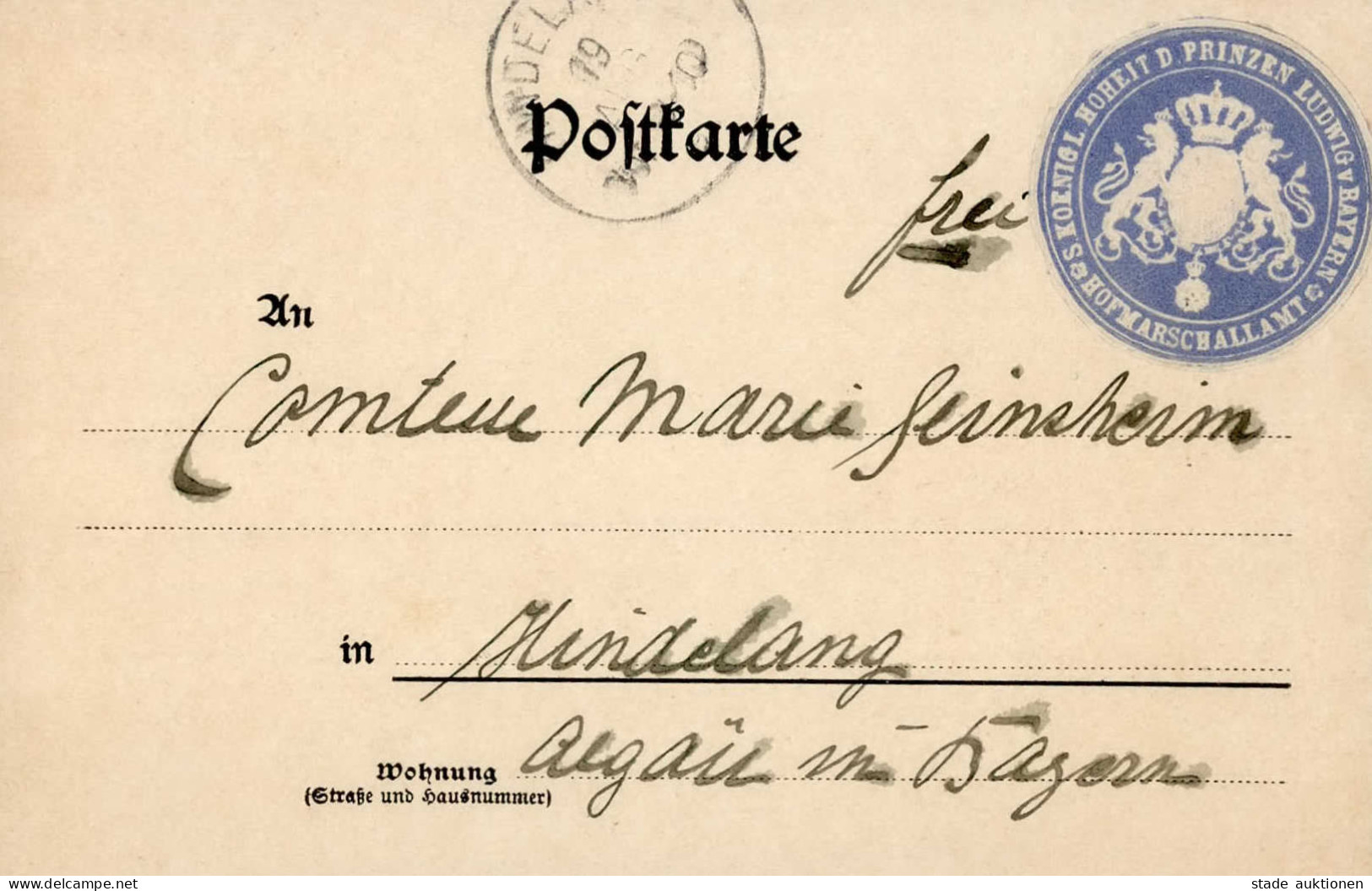 Prinzessin Mathilde Von Bayern (1877-1906) HANDGESCHRIEBENE AK Mit UNTERSCHRIFT Und Siegelvignette Hofmarschallamt Prinz - Koninklijke Families