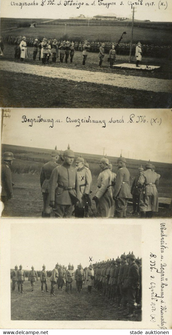 Adel Württemberg König Wilhelm II. Im Felde April 1917 Lot Mit 3 Foto-AK I-II - Royal Families