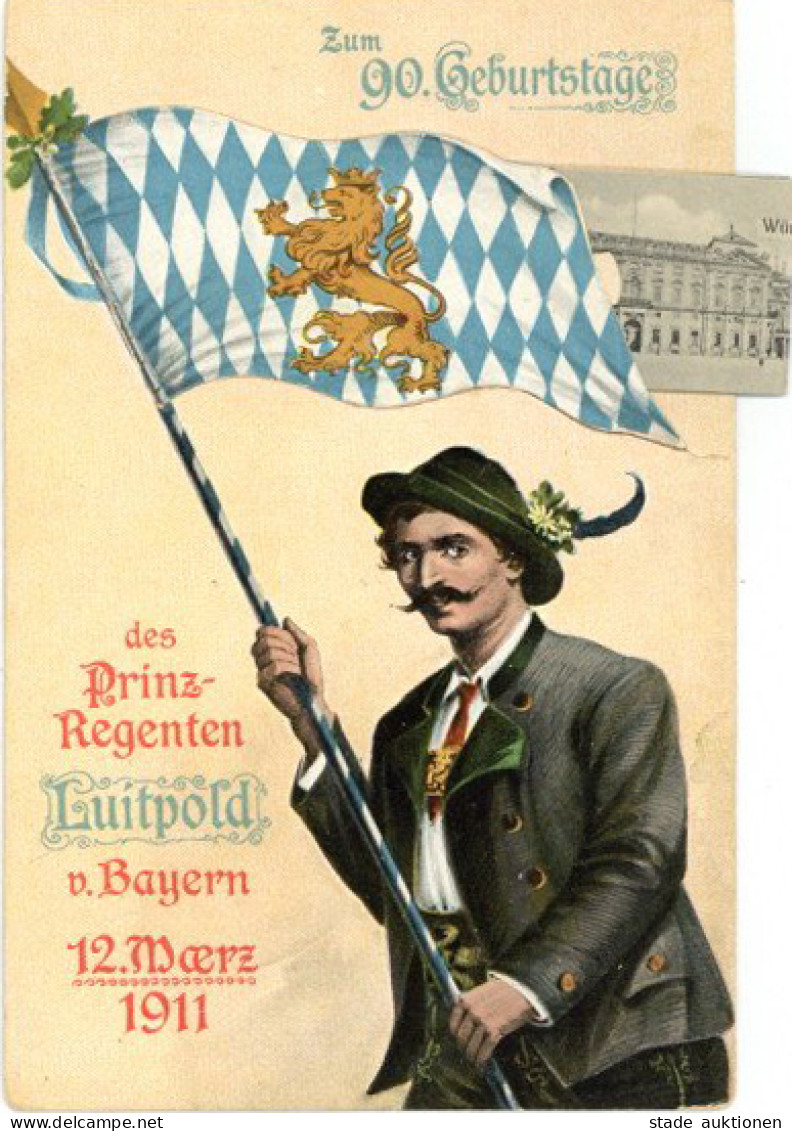 Adel Bayern Prinz-Regent Luitpold Leporello-Karte I-II - Familles Royales