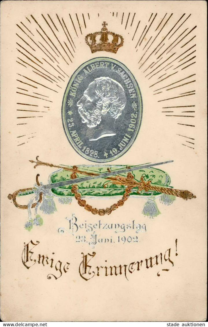 Adel Sachsen König Albert Beisetzungstag 23.Juni 1902 Prägekarte I-II - Königshäuser