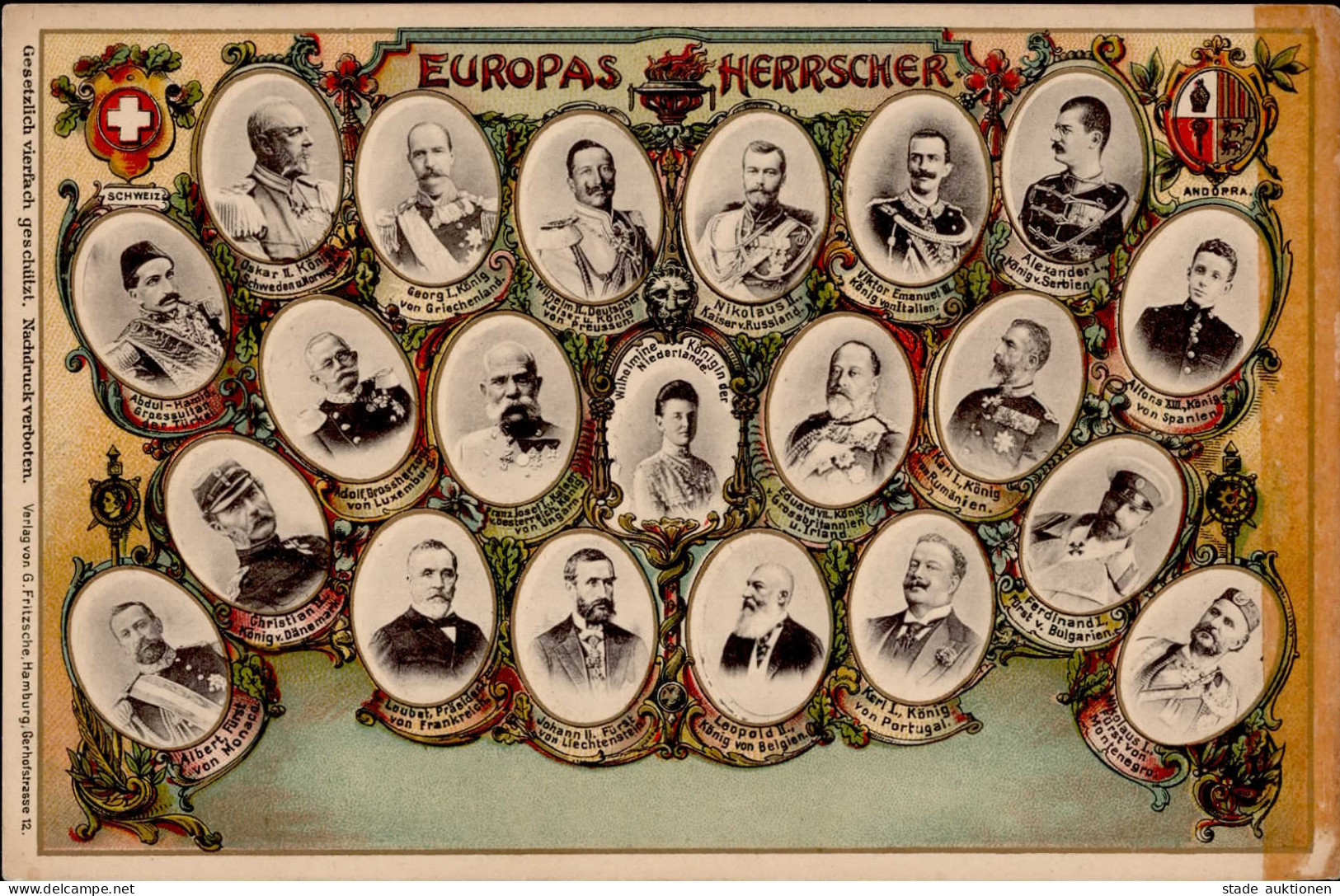 Adel Europas Herrscher U.a. Zar Nikolaus II. Und Fürst Johann II. Von Liechtenstein I-II Pere Noel - Familles Royales