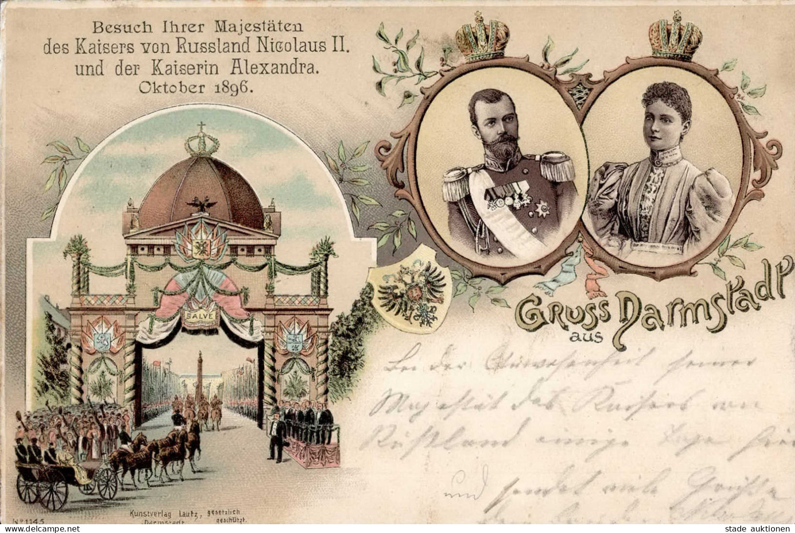 Adel Russland Nicolaus II. Und Kaiserin Alexandra 1896 In Darmstadt I-II - Familles Royales