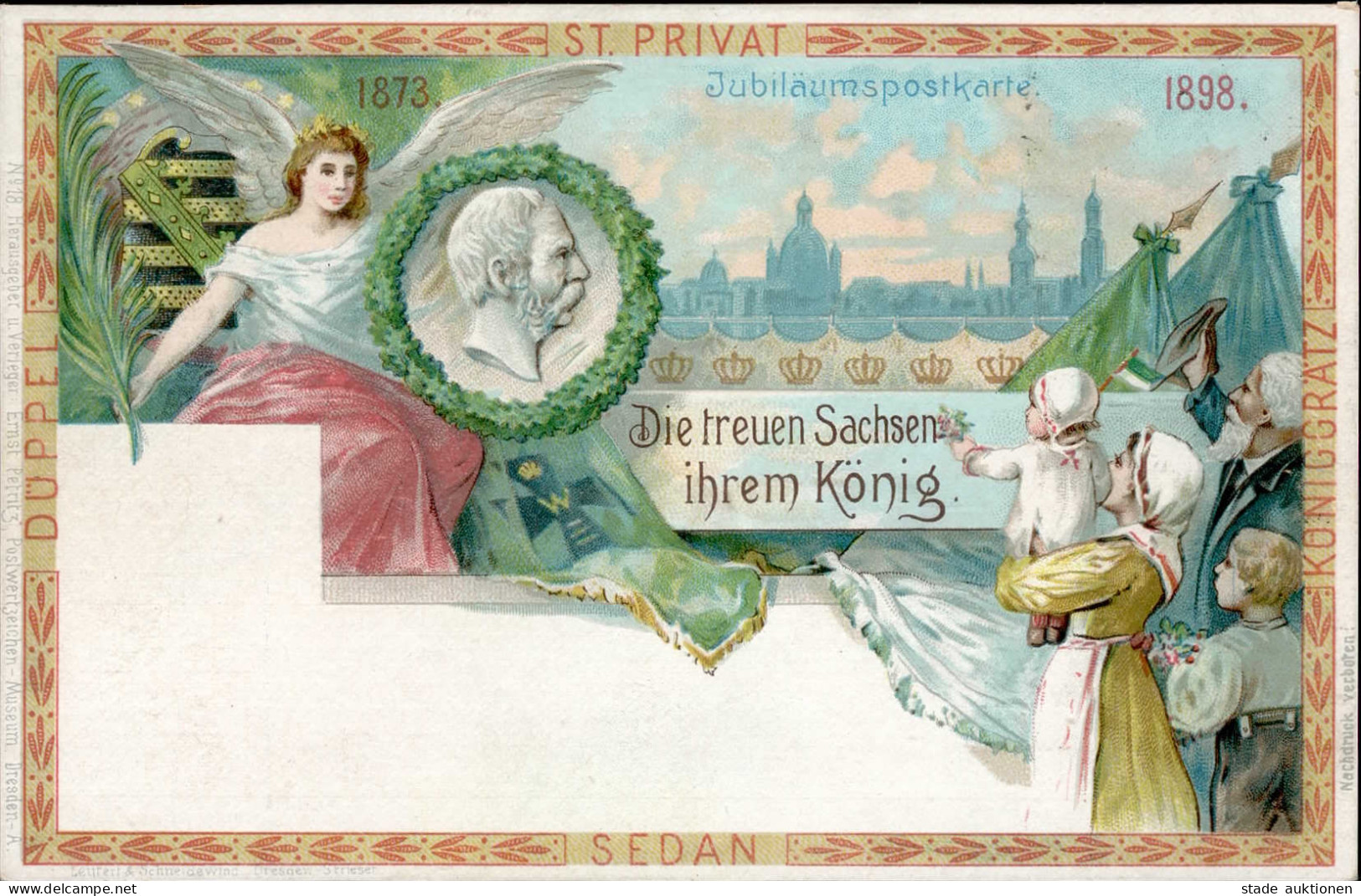 Adel Sachsen König Albert Jubiläumskarte 1898 I-II - Royal Families