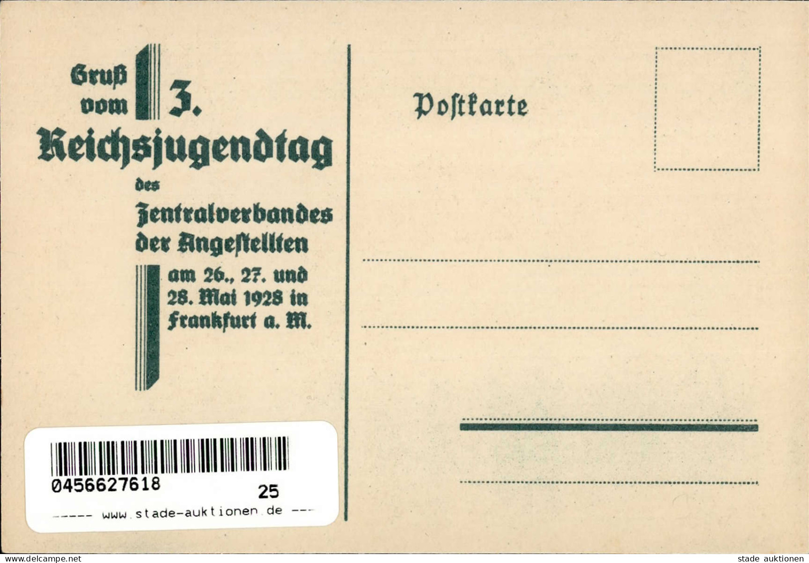 FRANKFURT/Main - Gruß Vom 3.REICHSJUGENDTAG D. Zentralverbandes Der Angestellten 1928 Künstlerlitho Sign. Riemer I - Unclassified