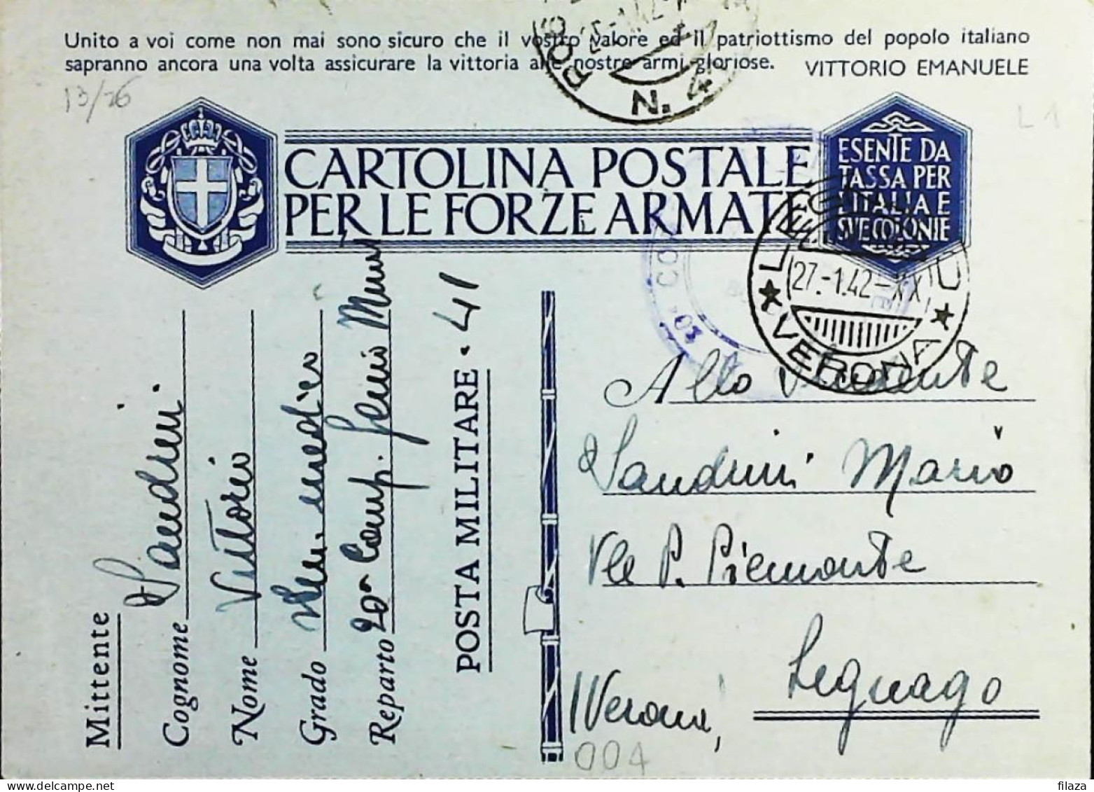 POSTA MILITARE ITALIA IN CROAZIA  - WWII WW2 - S7026 - Military Mail (PM)