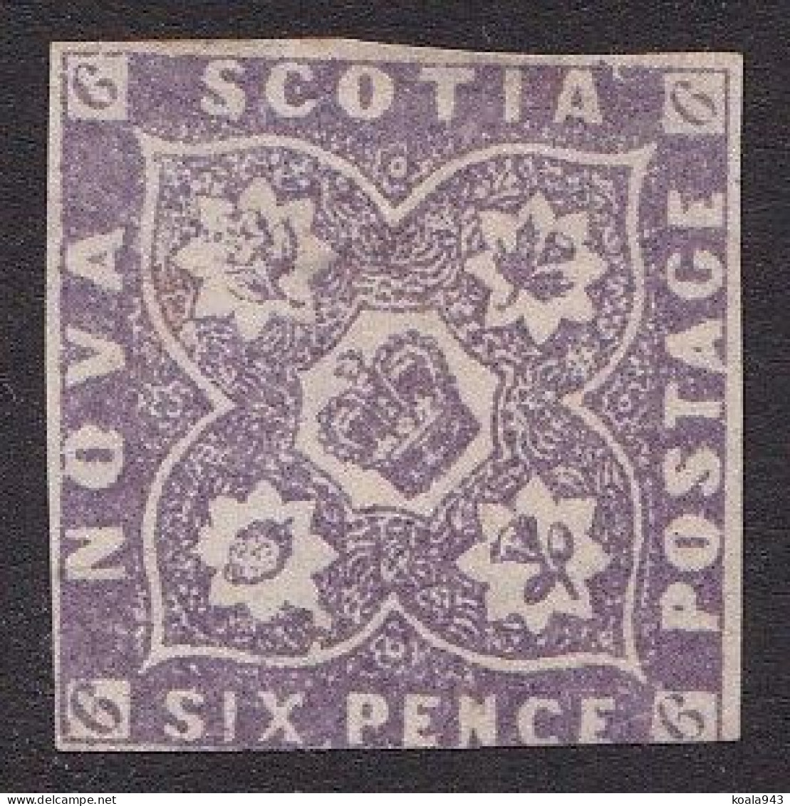 NOVA SCOTIA Six Pence VIOLET Avec Certificat RPSL (FAUX FORGERY !) - 1851/1860 Canada - Néanmoins Rarissime ! VICTORIA - - Unused Stamps