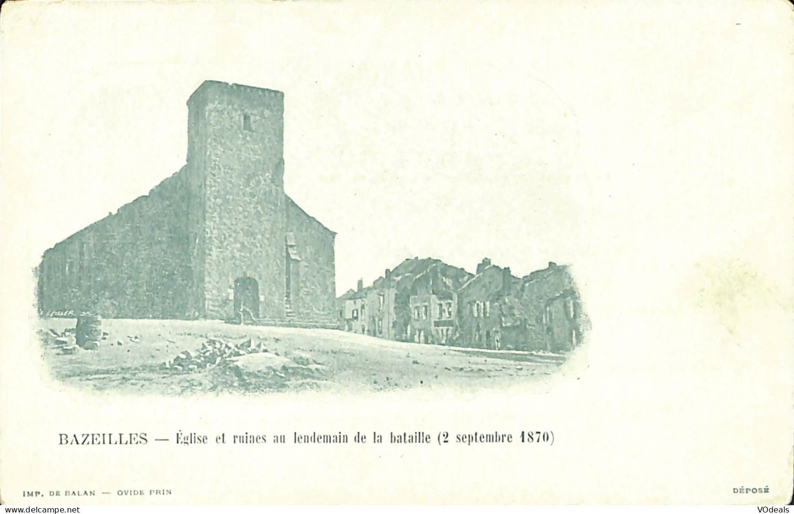 France - (08) Ardennes - Bazeilles - Eglise Et Ruines Au Lendemain De La Bataille (2septembre 1870) - Sedan