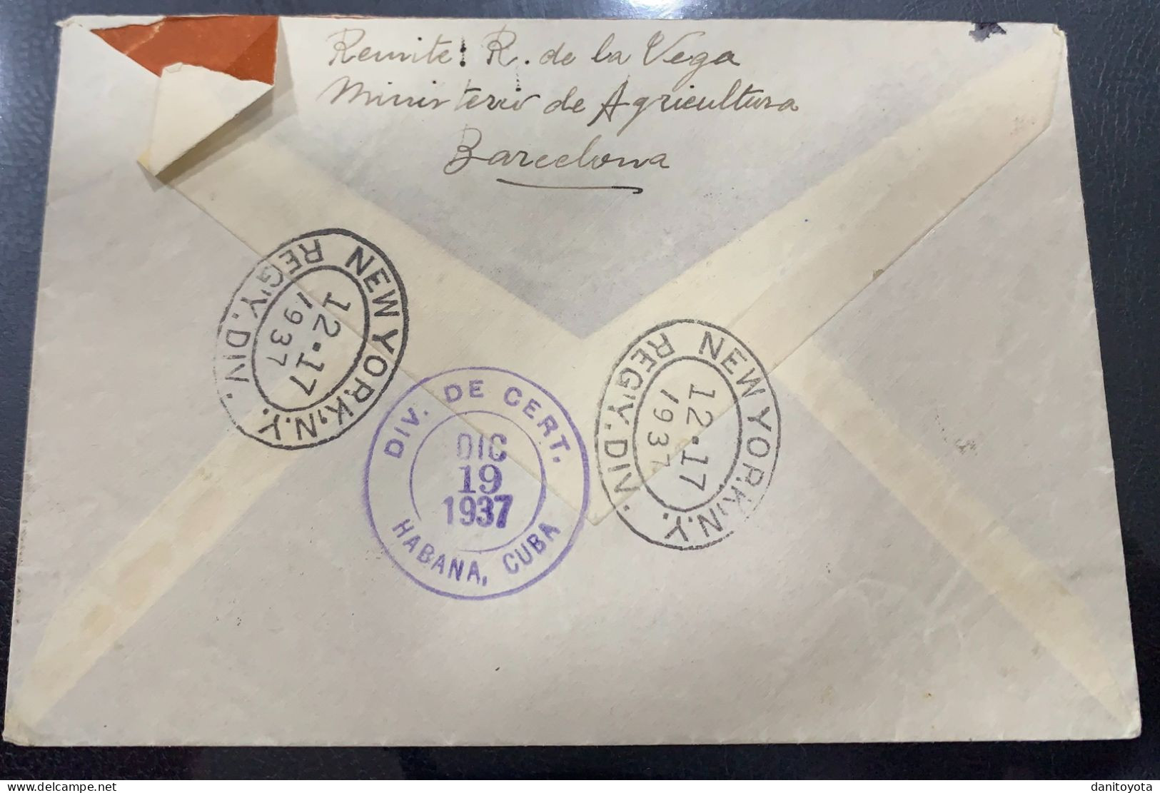 AÑO 1937. BARCELONA/ LA HABANA (CUBA). - Briefe U. Dokumente