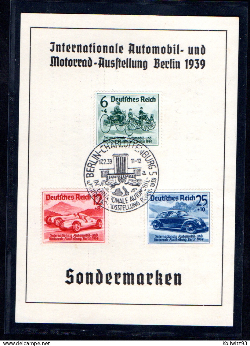 DR. Inter. Automobil Und Motorradausstellung Berlin 1939 Mit Mi.-Nr.686-688, FDC - Sonstige & Ohne Zuordnung