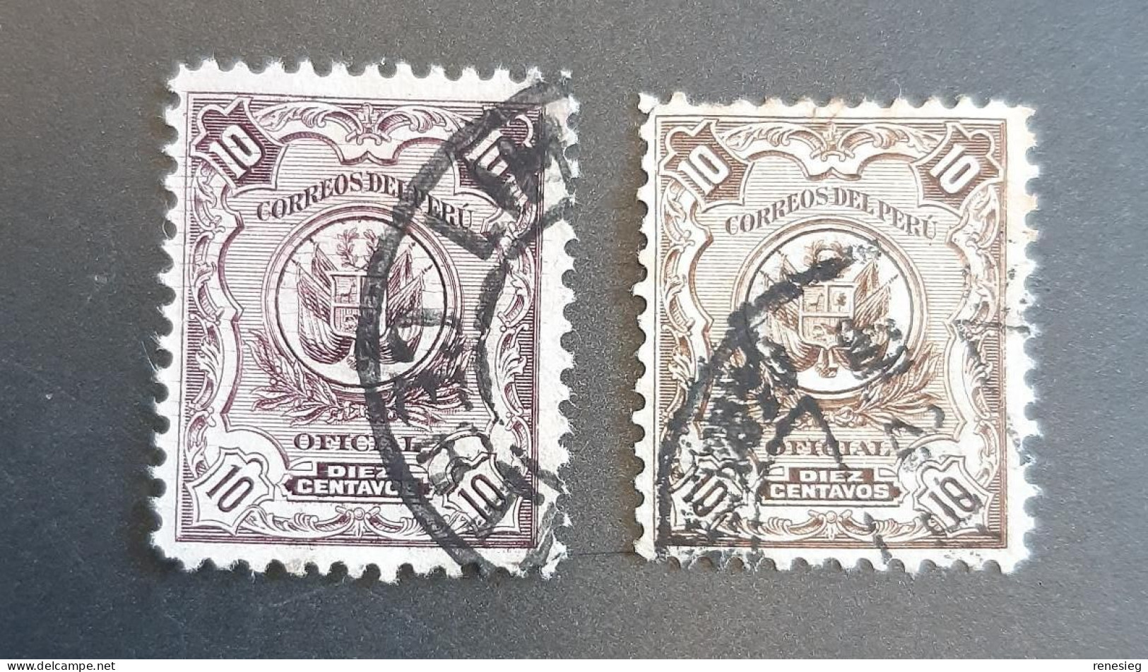 Peru 1909-1914 Yvert 28 Officiel, 46 Taxe Due - Perù