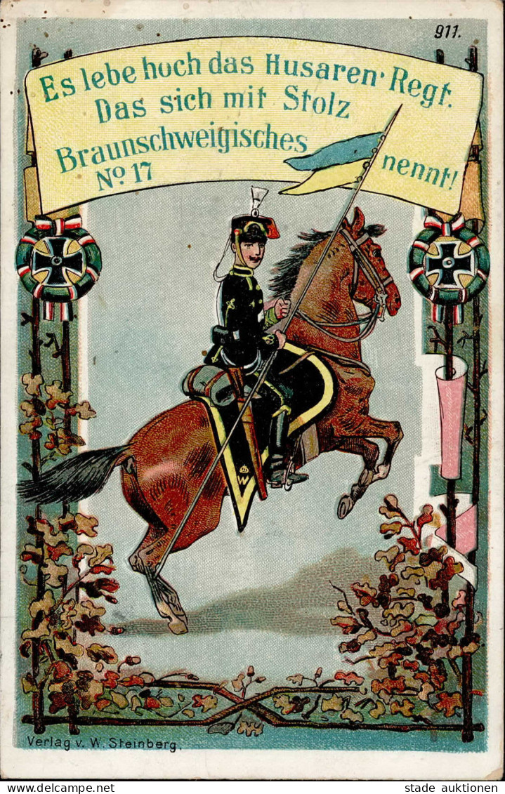 Regiment Braunschweig Husaren Regt. Nr. 17 I-II (fleckig, Ecke Leicht Abgestossen) - Regiments