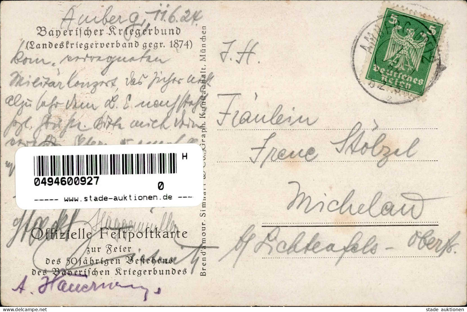 Regiment Byrischer Kriegerbund 50. Jähriges Bestehen Sign. Hoffmann, Anton I-II - Regimenten