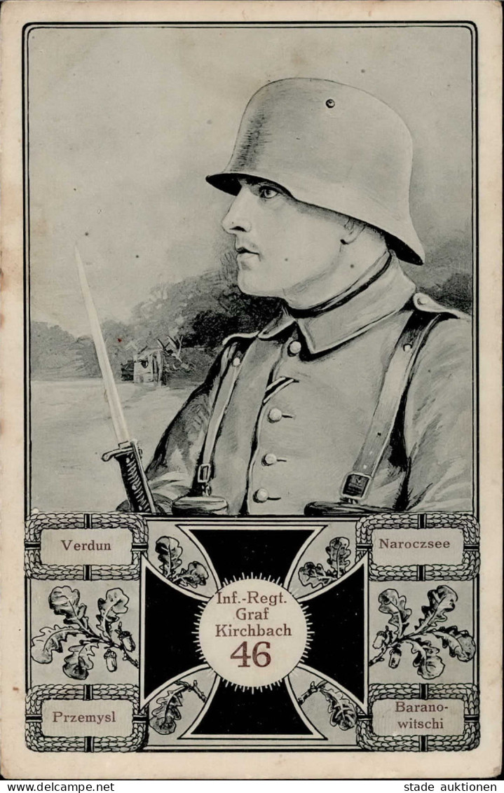 Regiment IR 46 Graf Kirchbach Feldpost 1917 I-II (fleckig, Ecken Bestoßen) - Reggimenti