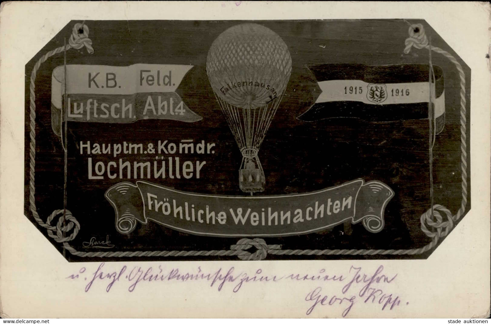 Regiment K.B. Feldluftsch. Abtlg. 4Weihnachten Sign. Starck II (Ecken Abgestossen9 - Regimente