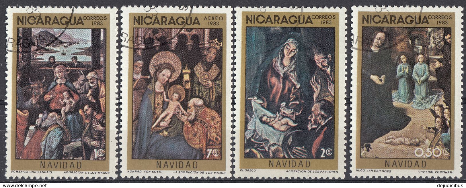 NICARAGUA - 1983 -  Lotto Di 4 Valori Usati Dedicati Al Natale: Yvert 1312/1314 E Posta Aerea 1047 - Nicaragua