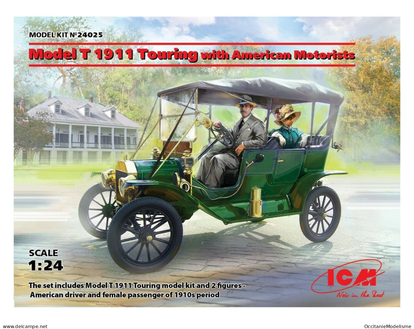 ICM - FORD MODEL T 1911 Touring Avec Figurines Maquette Kit Plastique Réf. 24025 Neuf NBO 1/24 - Carros