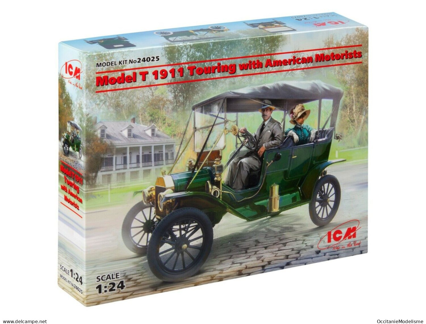 ICM - FORD MODEL T 1911 Touring Avec Figurines Maquette Kit Plastique Réf. 24025 Neuf NBO 1/24 - Carros