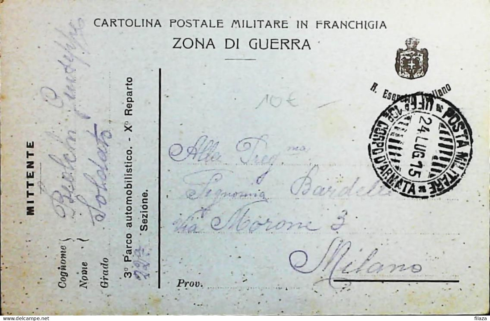 ITALY - WW1 – WWI Posta Militare 1915-1918 –  (AGIAB) - S8069 - Military Mail (PM)