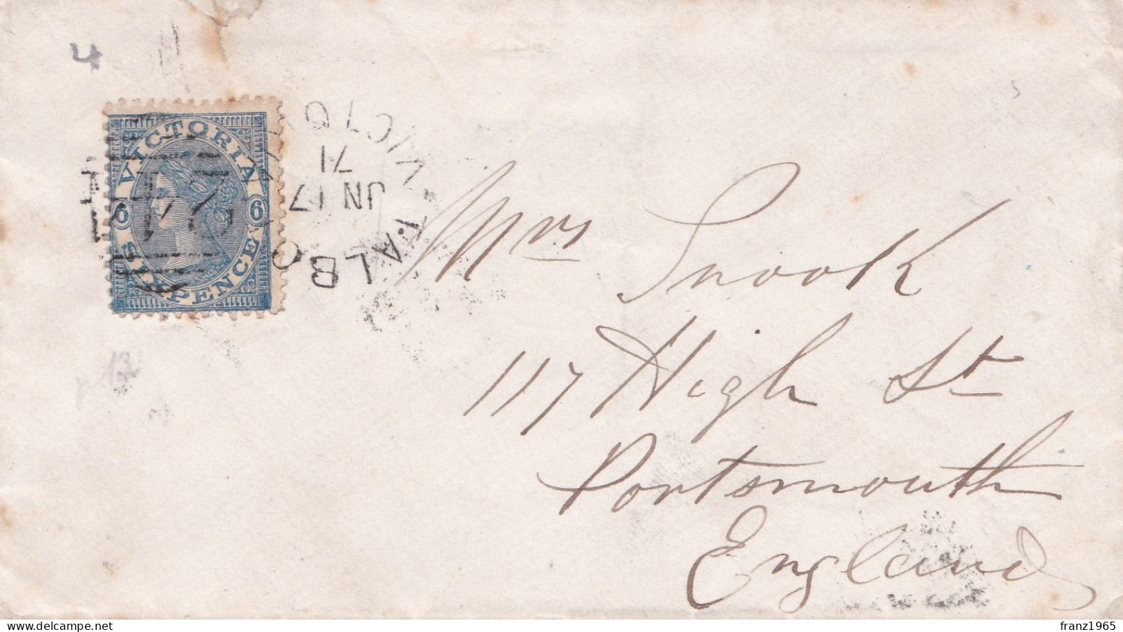 From Victoria To UK - 1871 - Storia Postale