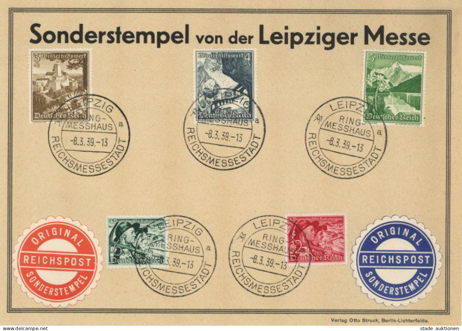 3. Reich Leipziger Messe Ring-Messehaus Sonderstempel 1939 Auf Schmuckblatt Der Reichspost - War 1939-45