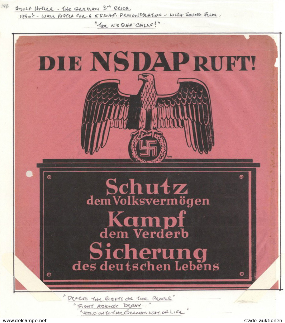 Propaganda WK II Flugblatt Der NSDAP Zur Kundgebung Mit Tonfilm Am 13. Juni 1932 Mit Gauredner Pg. Dr. Unger Berlin II - War 1939-45