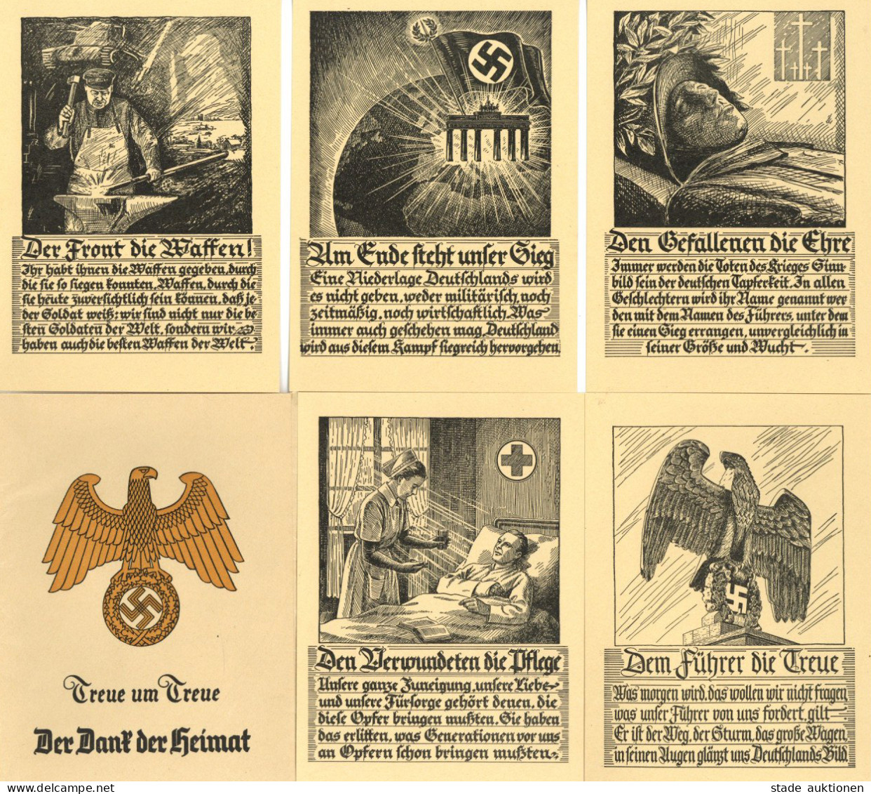 TREUE Um TREUE WK II - 7er-Serie Der DANK Der HEIMAT Mit Entsprechendem Umschlag! Prop-Karten (keine Ak) D. Kreispropaga - War 1939-45