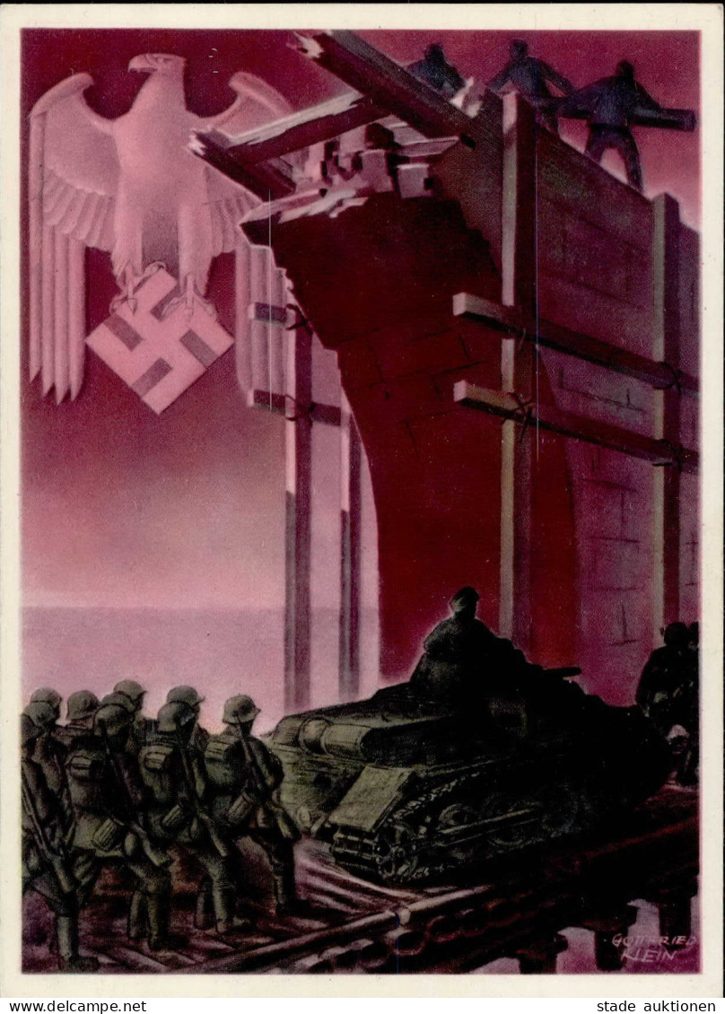 Propaganda WK II - PH Kl. 10 Die DEUTSCHE WEHRMACHT PANZER Künstlerkarte Sign. Gottfried Klein I-II - War 1939-45