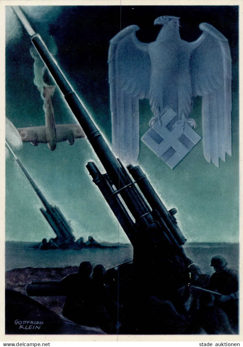 Propaganda WK II - PH Kl. 8 Die DEUTSCHE WEHRMACHT FLAK Künstlerkarte Sign. Gottfried Klein I-II - War 1939-45