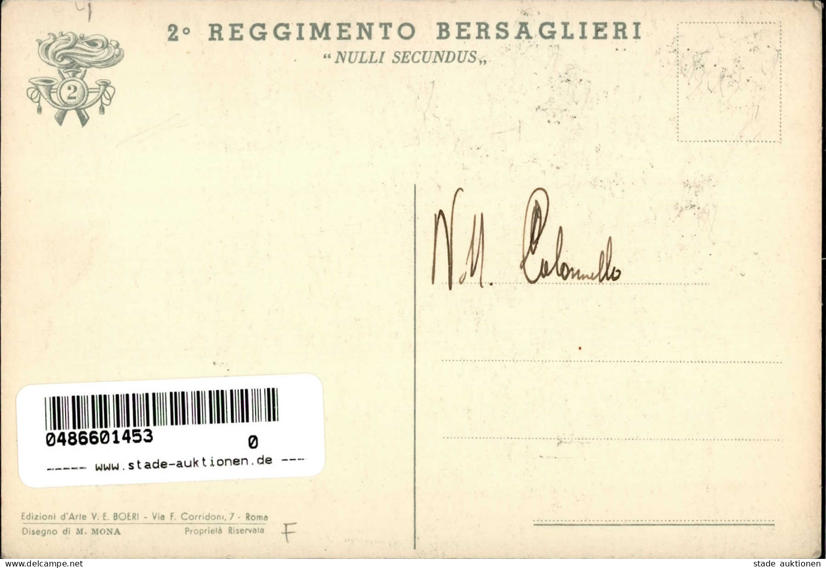 Propaganda WK II Italien 2. Regg. Bersaglieri Nulli Secundus I-II - Guerra 1939-45