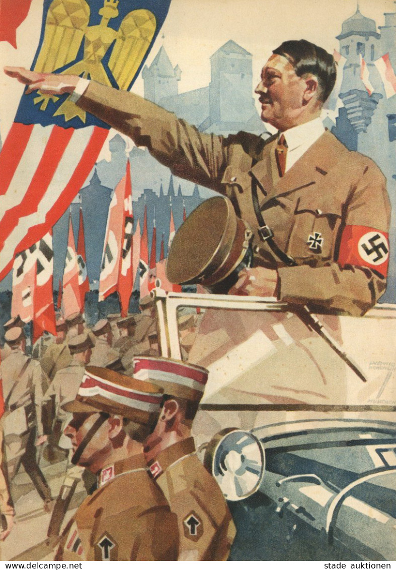 Hitler Schmuckblatt-Telegramm Reichsparteitag Der NSDAP Nürnberg Aus Weidenau (Sieg) Am 11.1.1941, SIGNIERT Hohlwein - War 1939-45