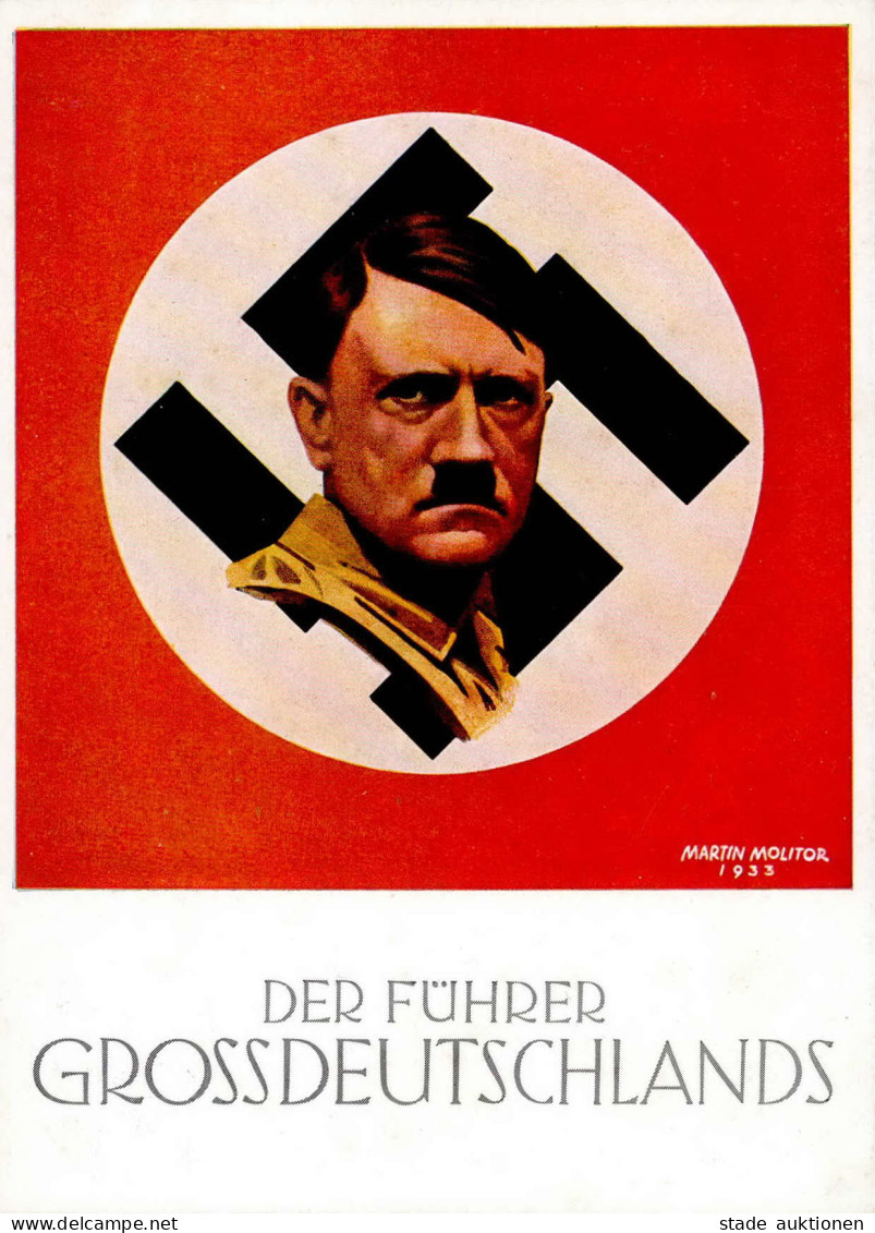 HITLER WK II - Der FÜHRER GROSSDEUTSCHLANDs Künstlerkarte Sign. Martin Molitor 1933 I - War 1939-45