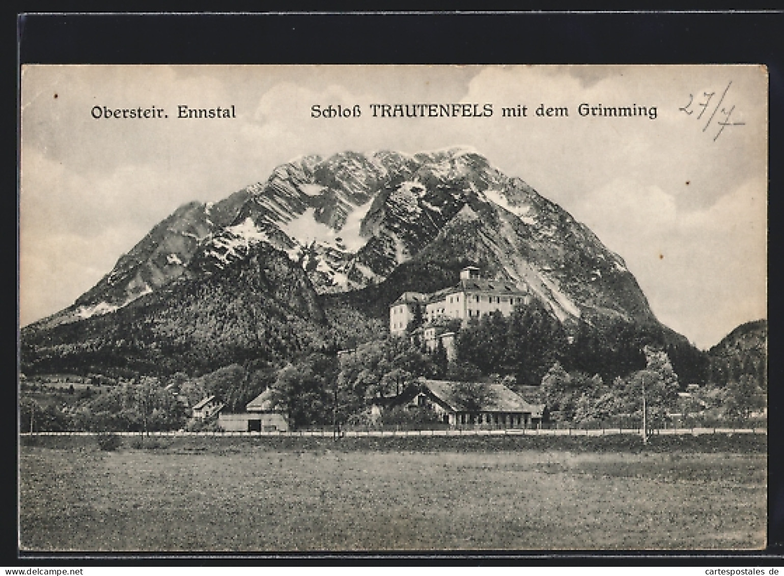 AK Trautenfels /Obersteir. Ennstal, Schloss Trautenfels Mit Dem Grimming  - Autres & Non Classés