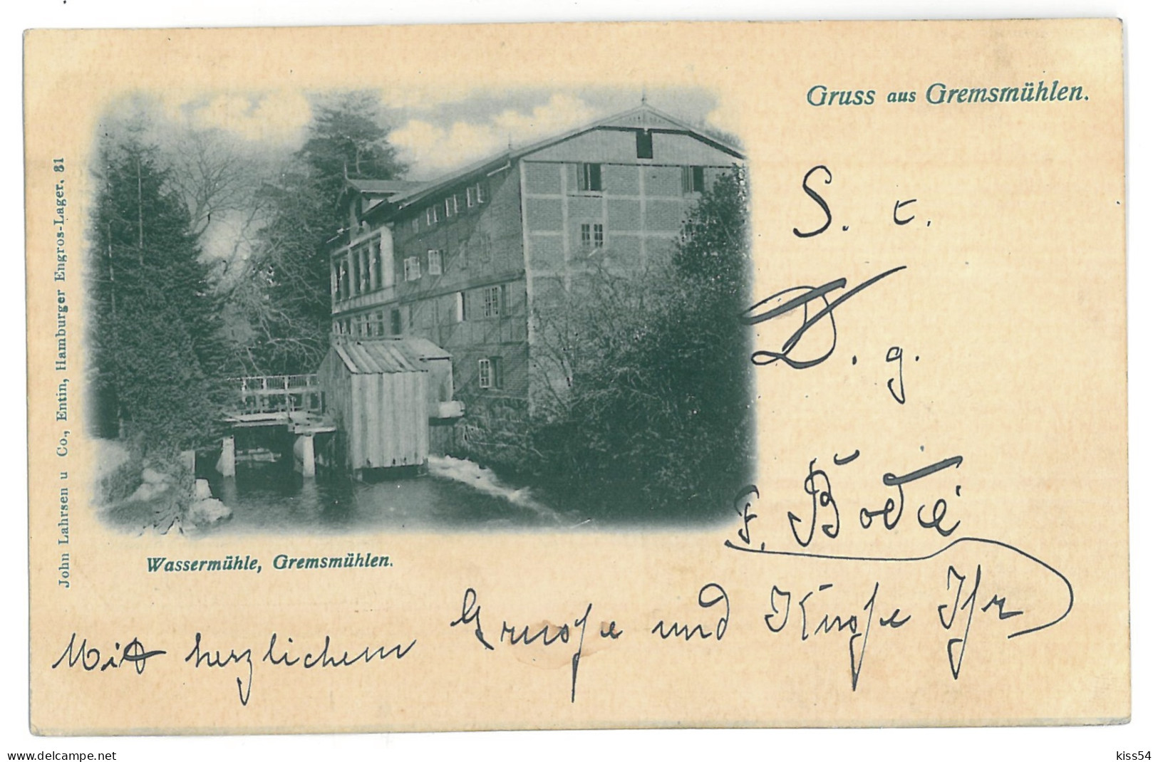 GER 18 - 13800 Litho, GREMSMUHLEN, Water Mill - Old Postcard - Used  - Moulins à Eau