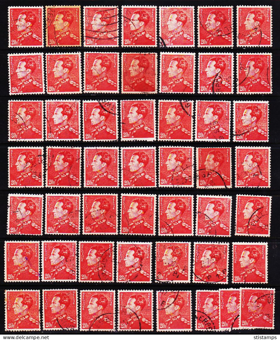 BELGIUM KING BAUDOUIN 20F FINE USED 50 STAMPS LOT #D2 - Used Stamps