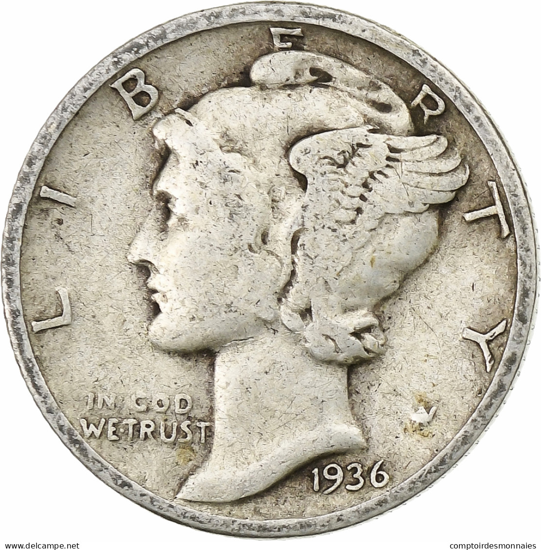 États-Unis, Dime, Mercury Dime, 1936, U.S. Mint, Argent, TB+, KM:140 - 1916-1945: Mercury (kwik)