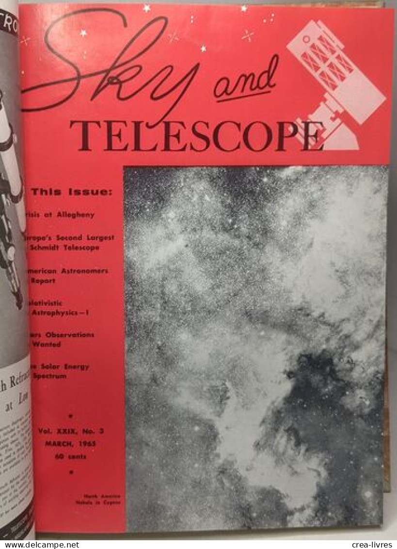Sky And Telescope - VOL. XXIX N°1-6 + VOL. XXX N°1-6 --- 1965 --- Full Year In One Volume / Année Complète 12 Numéros En - Scienza