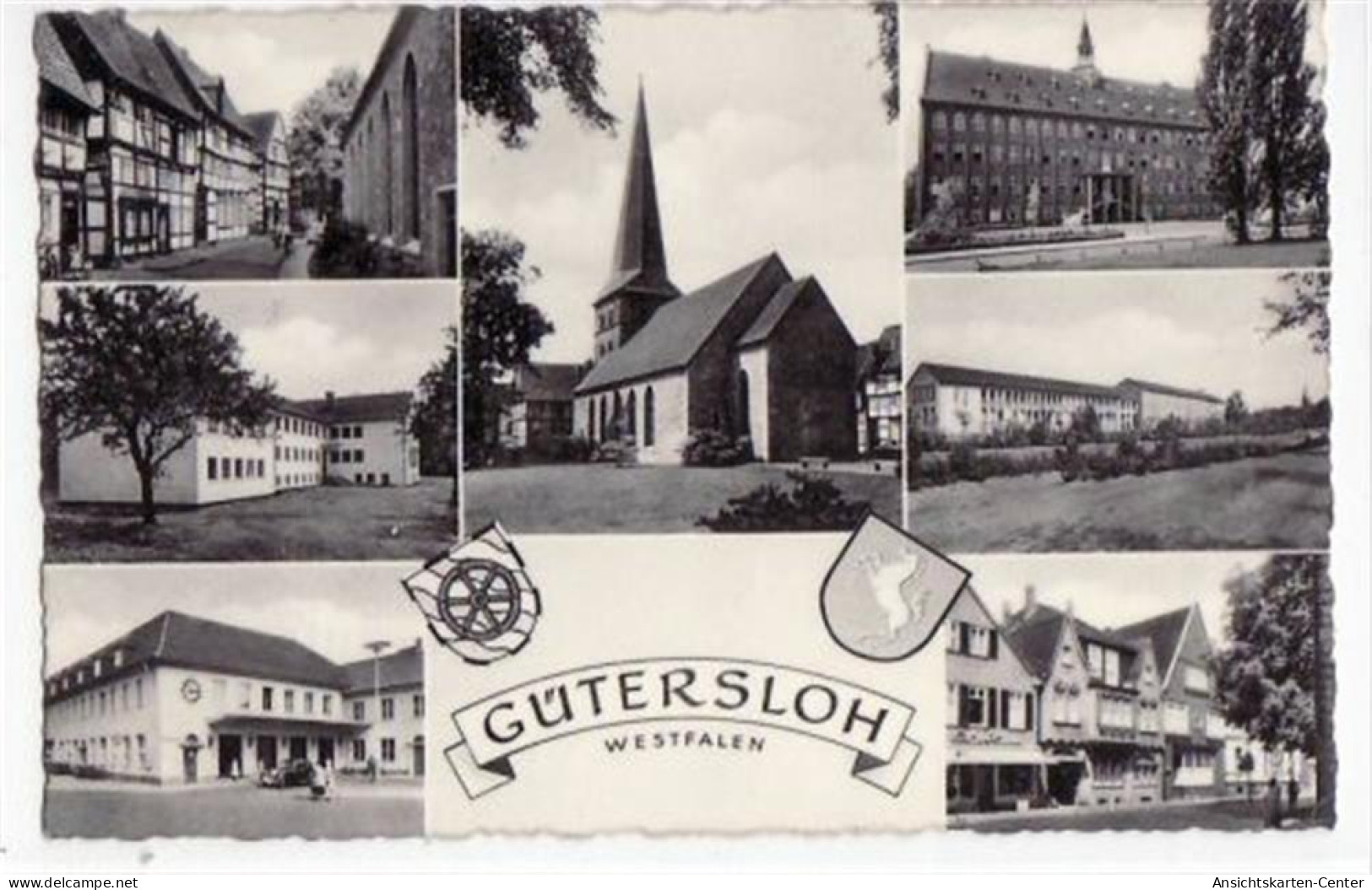 39064905 - Guetersloh, 7 Abbildungen Mit Kirche Gelaufen, Mit Marke Und Stempel Von 1958. Gute Erhaltung. - Gütersloh