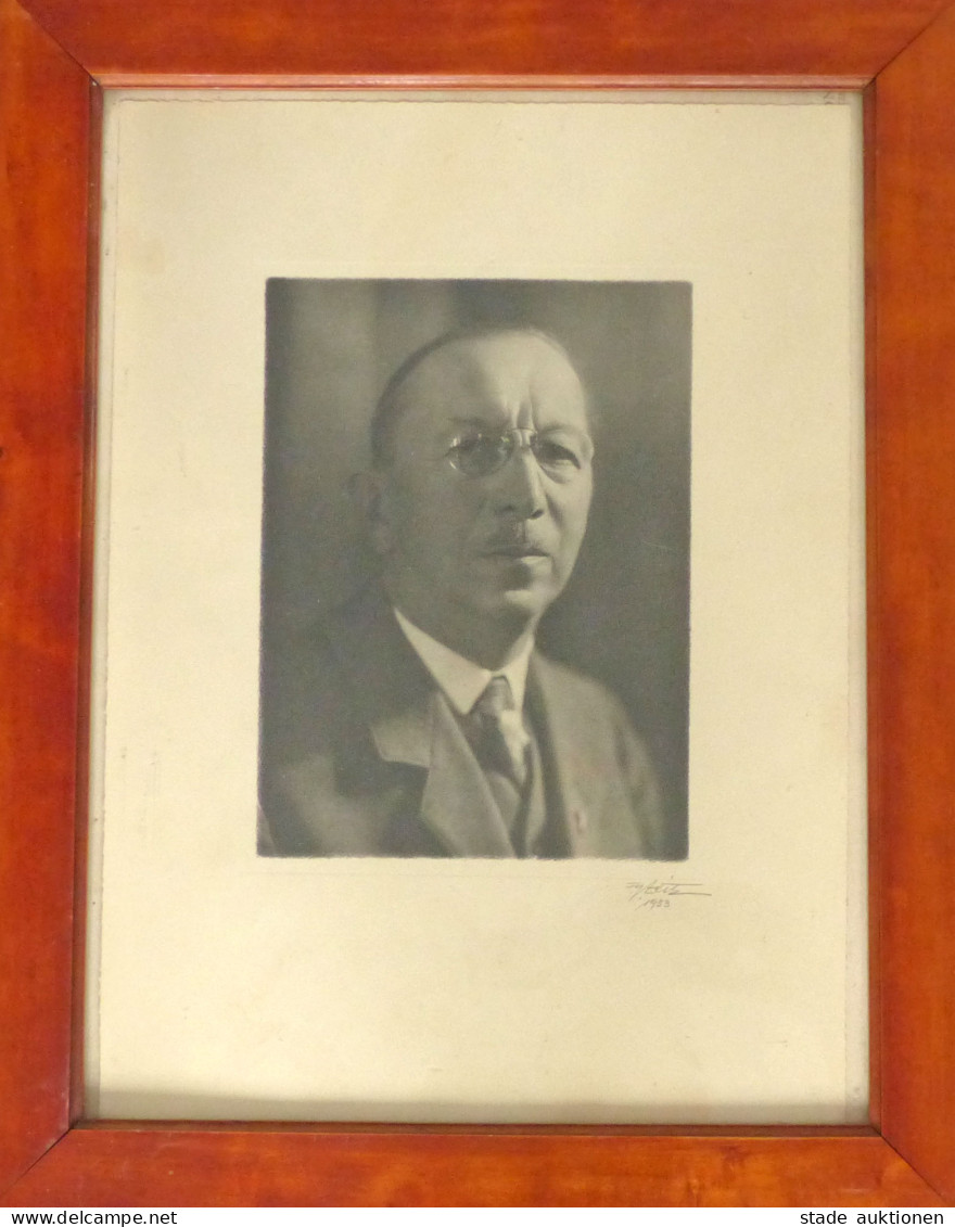 WK II Schacht, Hjalmar Portrait Im Original-Holzrahmen (39x49 Cm), Reichsbankpräsident 1933-1939 Und Reichswirtschaftsmi - War 1939-45