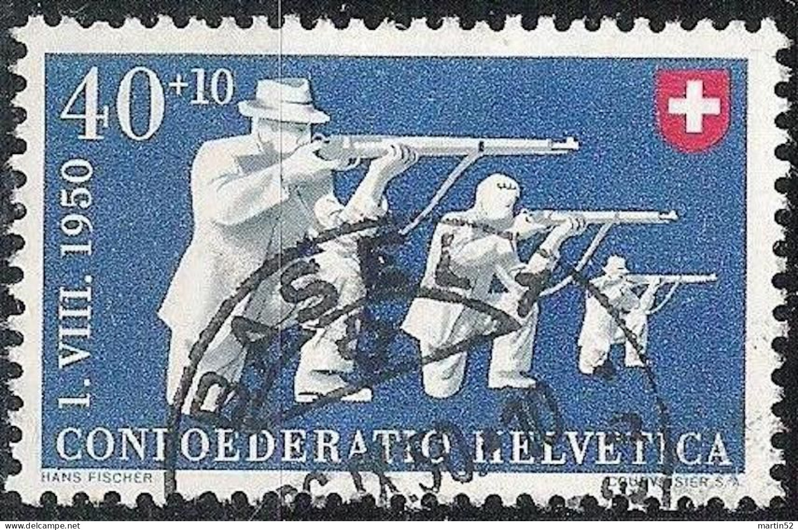 Schweiz Suisse Pro Patria 1950: Schiessen Tir Zu WII 50 Mi 549 Yv 501 Mit Voll-Stempel BASEL 26.IX.50 (Zu CHF 25.00) - Gebraucht