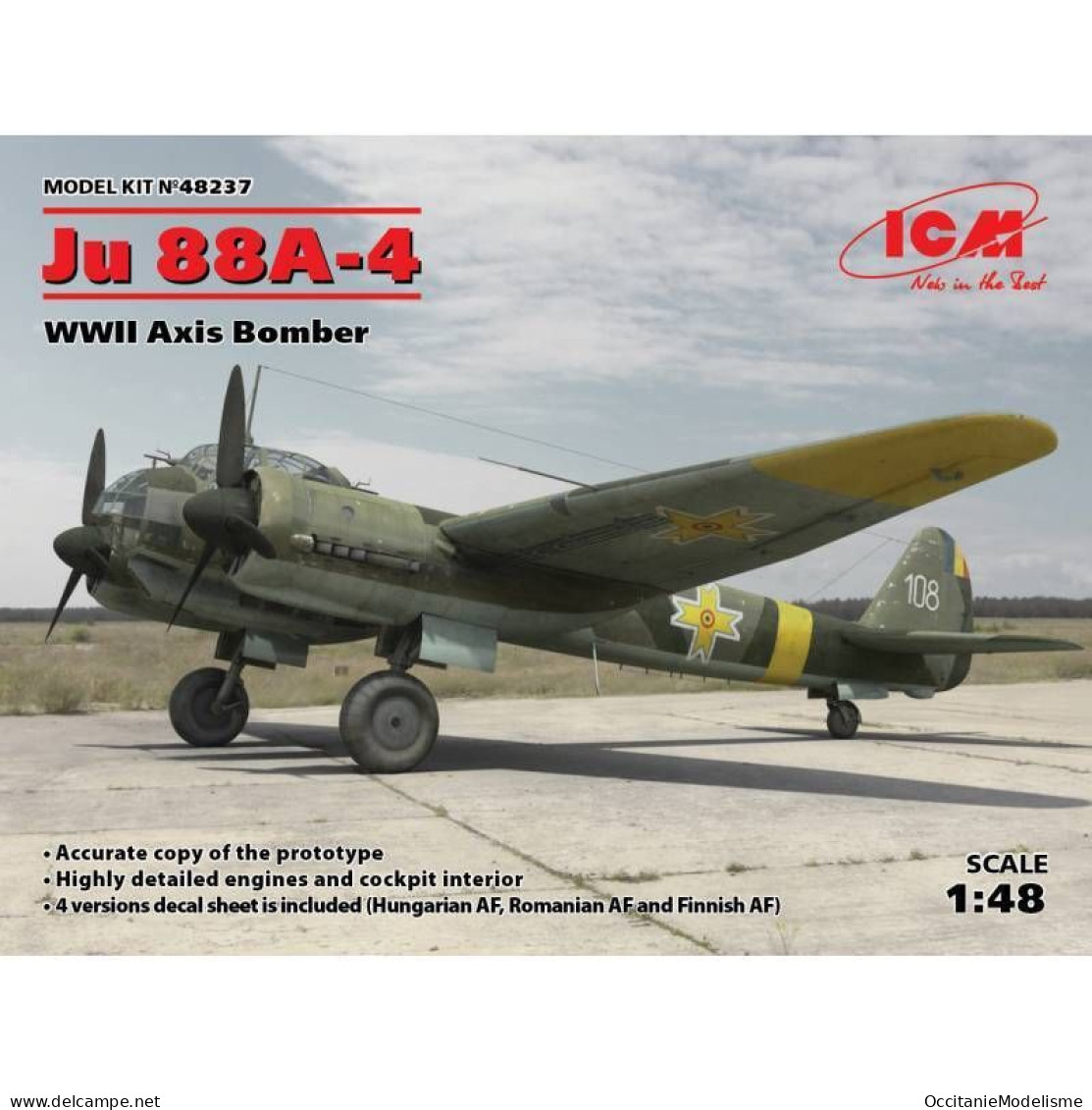 ICM - JU 88A-4 AXIS BOMBER WWII Maquette Kit Plastique Réf. 48237 Neuf NBO 1/48 - Avions