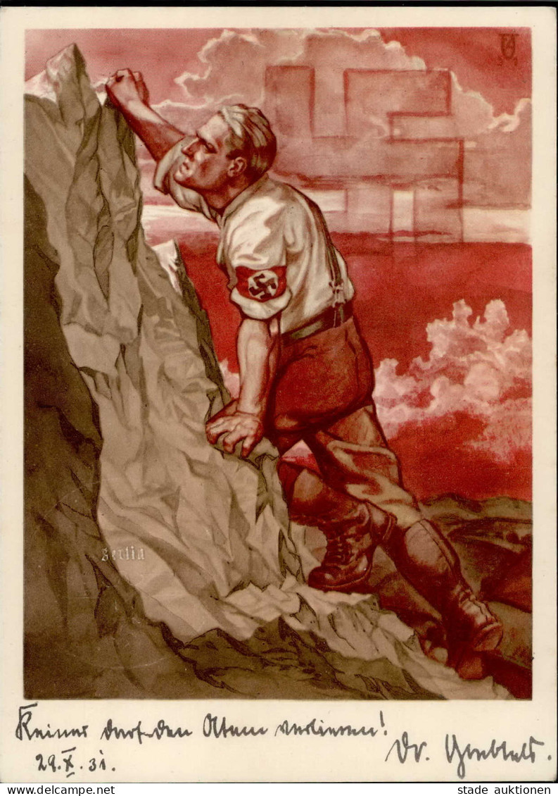 NSDAP WK II - Frühe NSDAP-Opferkarte GAU BERLIN Künstlerkarte Sign. Felix Albrecht I-II - War 1939-45