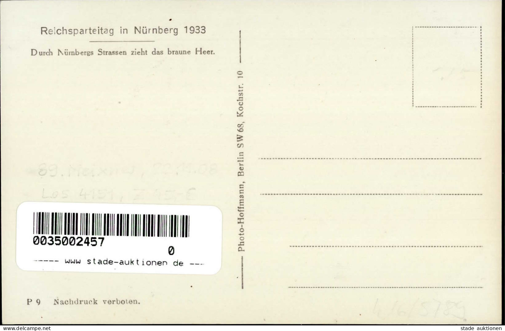 REICHSPARTEITAG NÜRNBERG 1933 WK II - PH P 9 Durch Nürnbergs Strassen Zieht Das Braune Heer I - War 1939-45