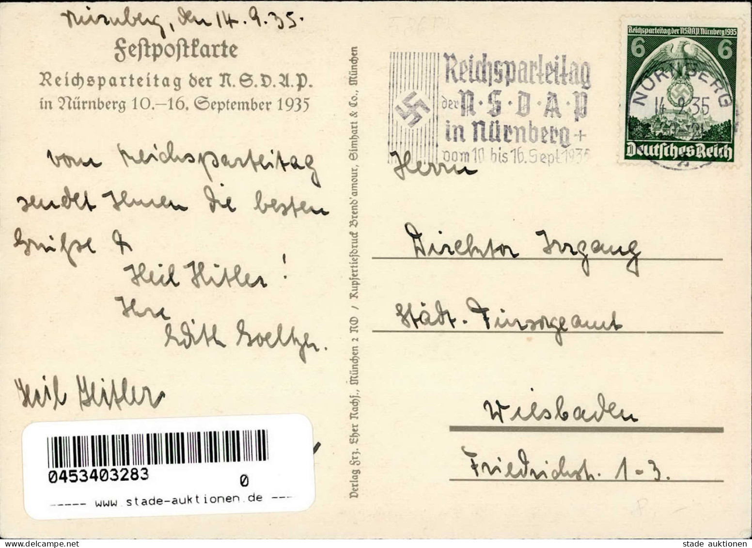 REICHSPARTEITAG NÜRNBERG 1935 WK II - Festpostkarte Mit S-o Künstlerkarte Sign. Richard Klein I - War 1939-45