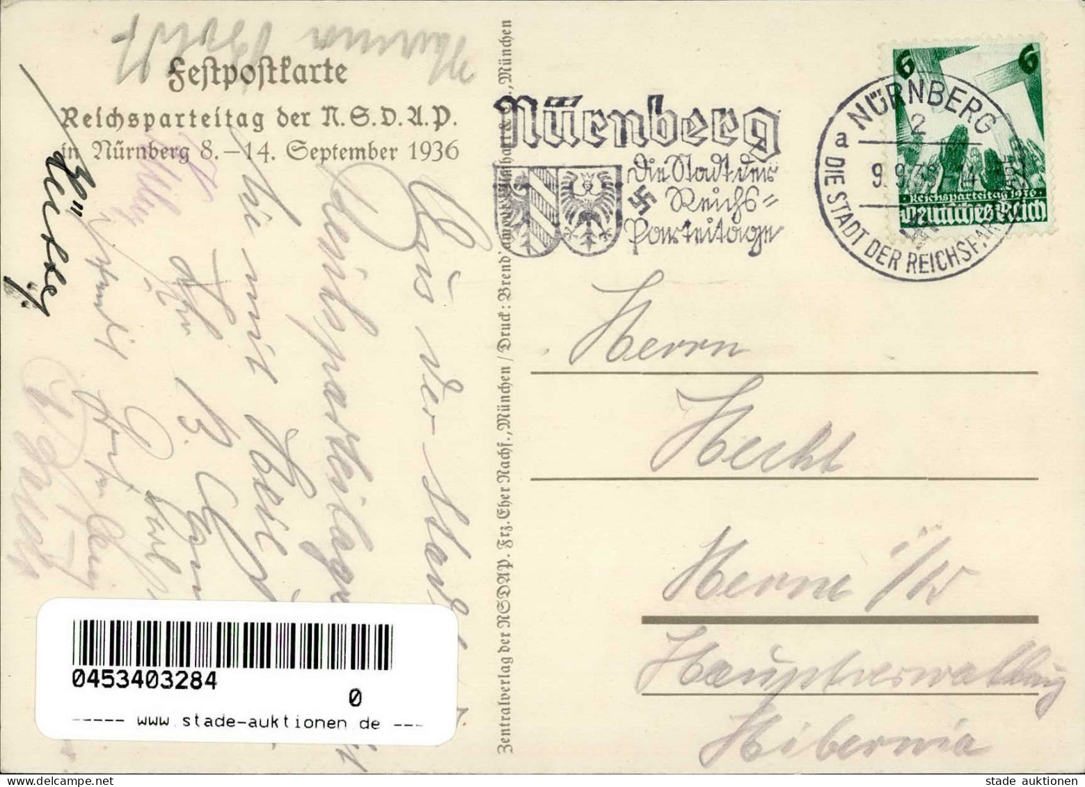 REICHSPARTEITAG NÜRNBERG 1936 WK II - Festpostkarte Mit S-o Künstlerkarte Sign. Richard Klein I - War 1939-45