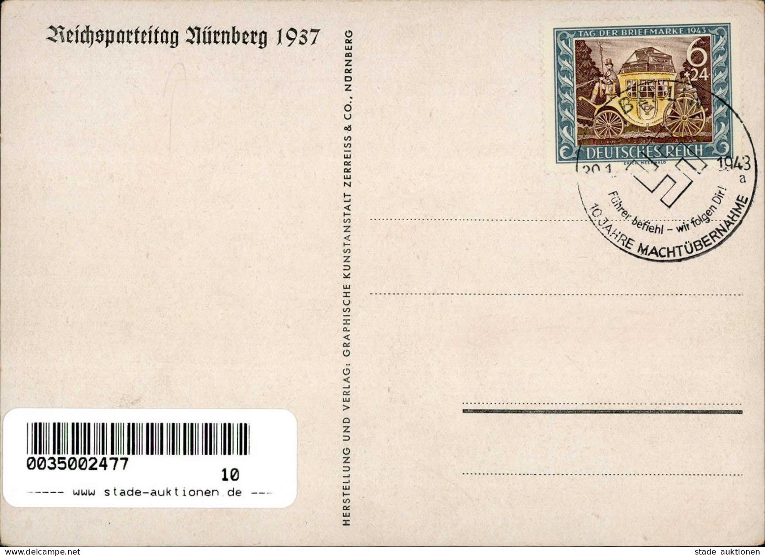 REICHSPARTEITAG NÜRNBERG 1937 WK II - Zerreiss 6 Der Führer In Nürnberg Mit SS I - Weltkrieg 1939-45
