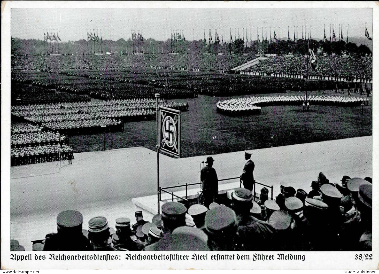 REICHSPARTEITAG NÜRNBERG 1938 WK II - Zerreiss 38/22 Appell Des RAD I-II - Weltkrieg 1939-45