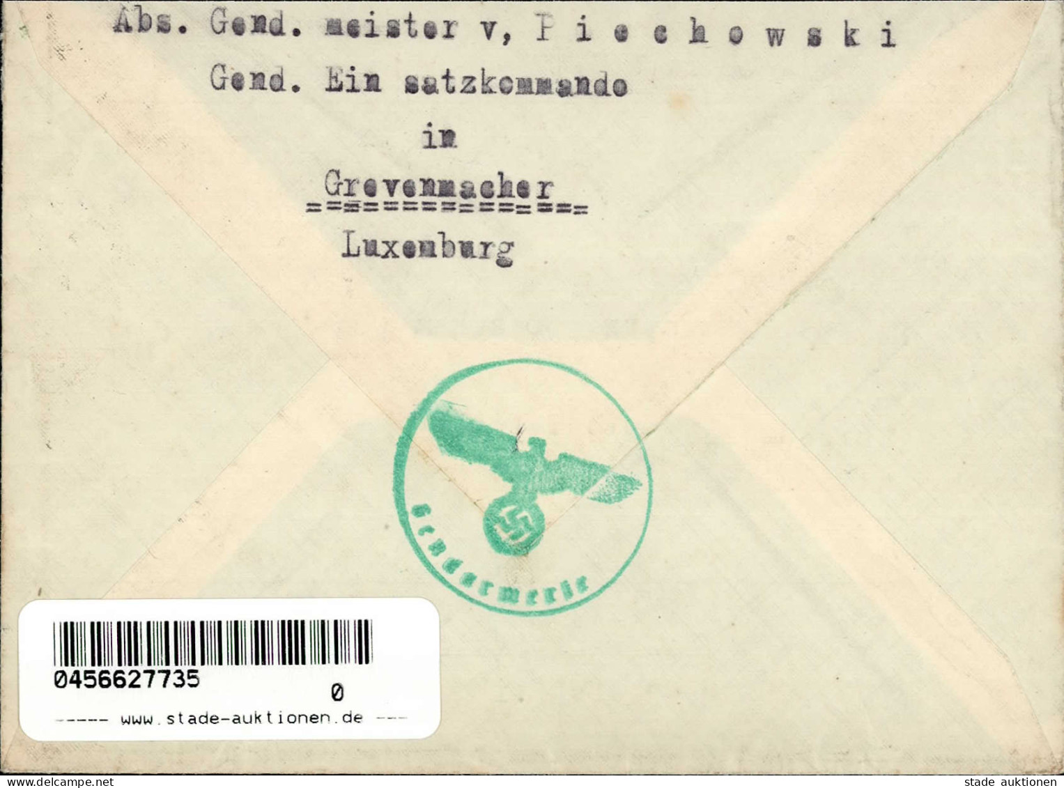 SS WK II - SS-Feldpostbrief GENDARMERIE EONSATZKOMMANDO GREVENMACHER LUXEMBURG 1941 I - War 1939-45