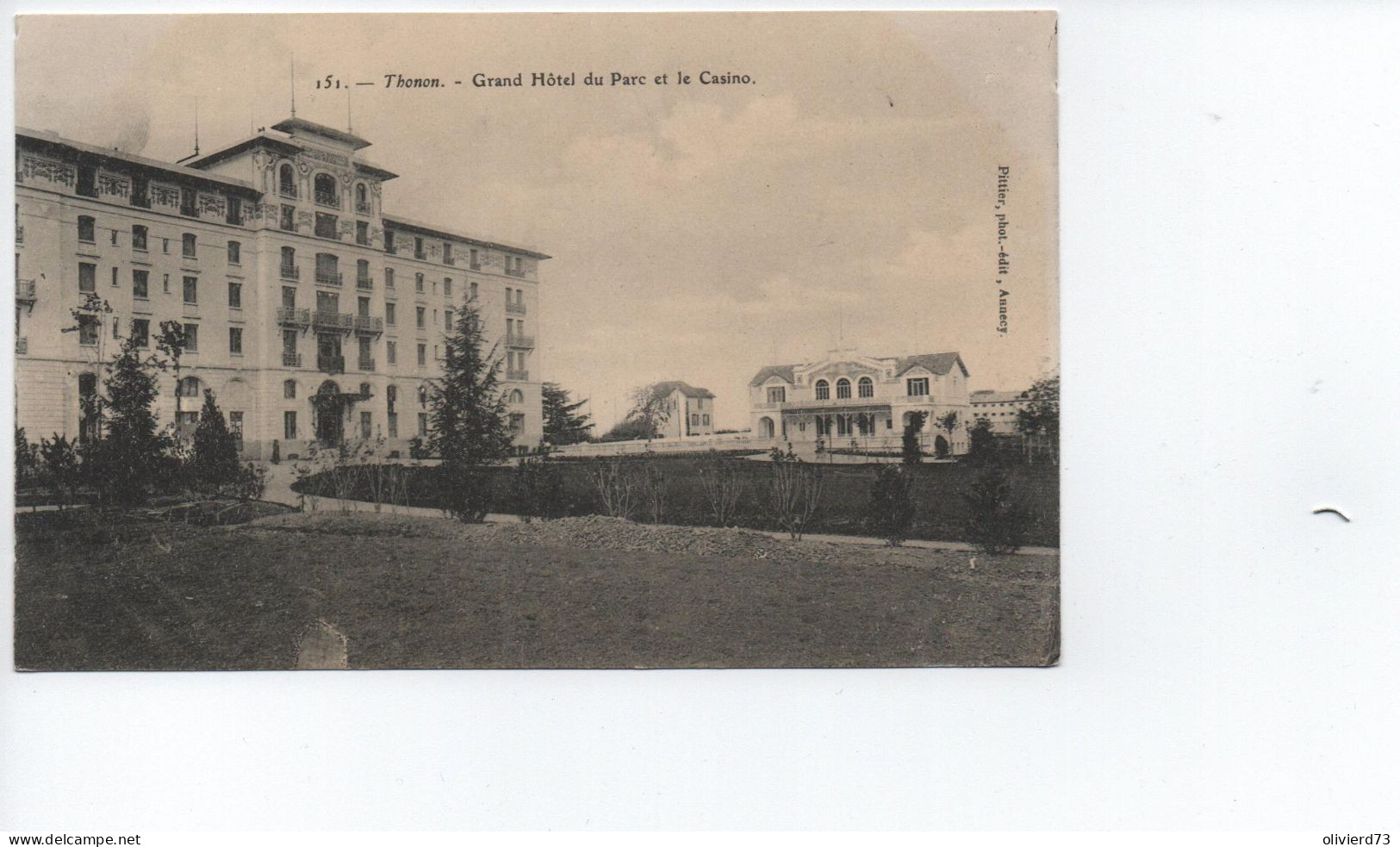 Cpa - 74 - Thonon Les Bains - Le Grand Hotel Du Parc Et Casino - Pittier -  A VOIR - Thonon-les-Bains