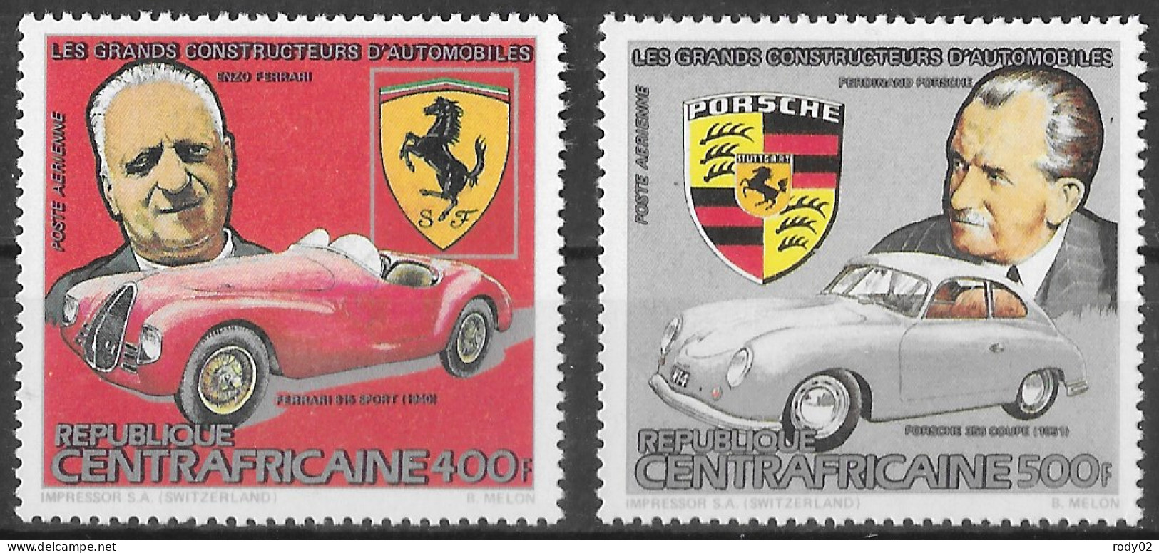 CENTRAFRIQUE - GRANDS CONSTRUCTEURS AUTOMOBILES - E. FERRARI ET F. PORSCHE - PA 288 ET 289 - NEUF** MNH - Autos