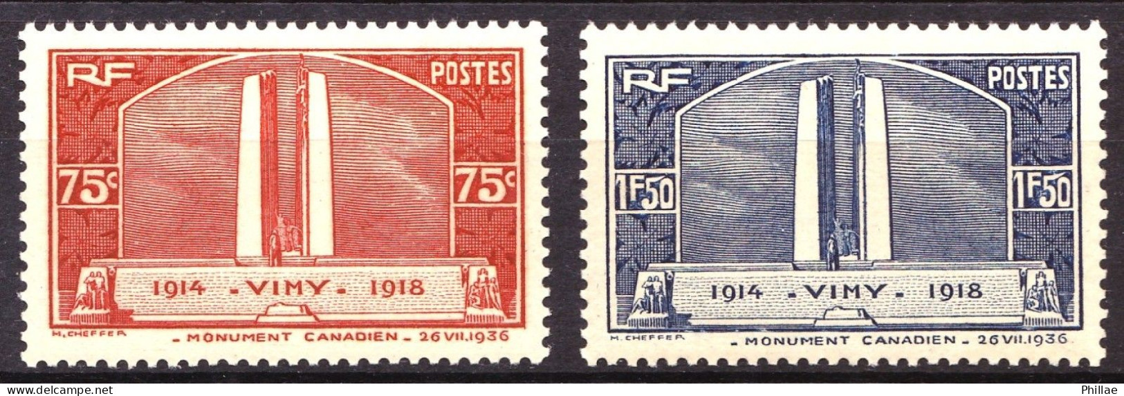 316 / 317 - Paire Vimy - Neufs N** - TB - Unused Stamps